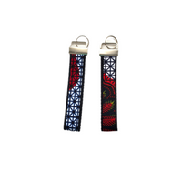 navy red african fabric keychain