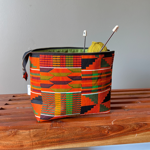 Project Bag for Cross Stitch Kente Print Fabric Thrifty Upenyu