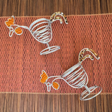 set of two beaded wire chicken accessories