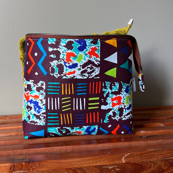 Large Knitting Project Bag - African Fabric