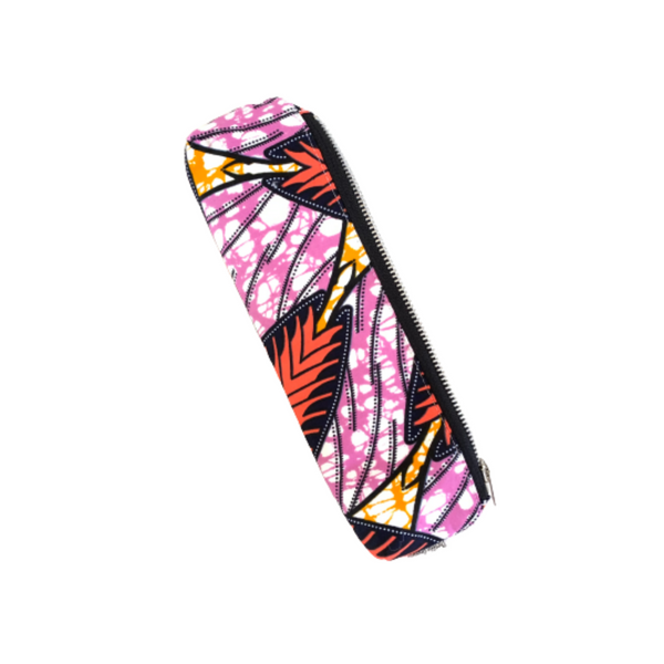 pink african fabric pencil case