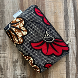 red floral fabric small zipper pouch