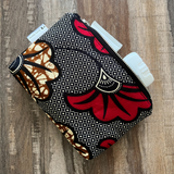 red flowers african fabric small zipper pouch for purse