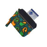 green and black african clutch