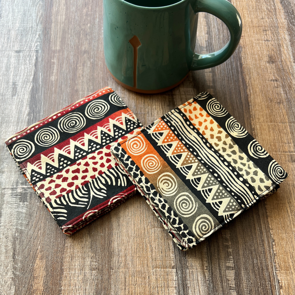 African Cloth Coaster Set Thrifty Upenyu