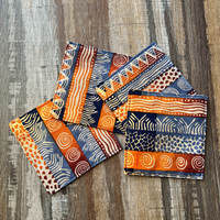 tribal blue and orange cloth coaster set